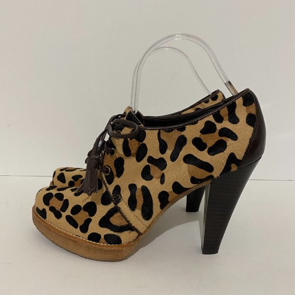 Coach Leopard Calf Hair Tullah Heels Booties 7.5 - Picture 4 of 11